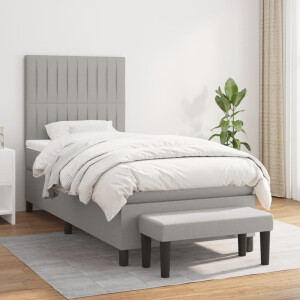 vidaXL Boxspring met matras stof lichtgrijs 80x200 cm