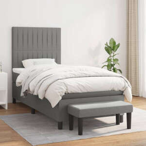vidaXL Boxspring met matras stof donkergrijs 80x200 cm