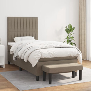 vidaXL Boxspring met matras stof taupe 80x200 cm