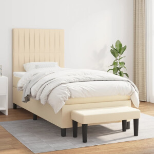 vidaXL Boxspring met matras stof crèmekleurig 90x190 cm