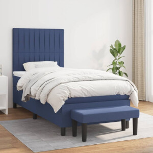vidaXL Boxspring met matras stof blauw 90x190 cm