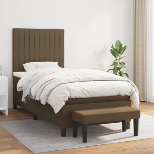 vidaXL Boxspring met matras stof donkerbruin 90x200 cm