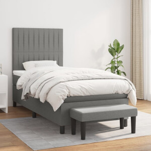 vidaXL Boxspring met matras stof donkergrijs 100x200 cm
