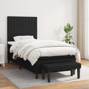 vidaXL Boxspring met matras stof zwart 100x200 cm