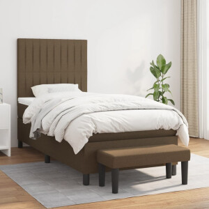 vidaXL Boxspring met matras stof donkerbruin 100x200 cm