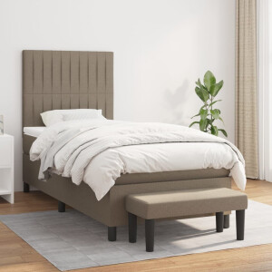 vidaXL Boxspring met matras stof taupe 100x200 cm