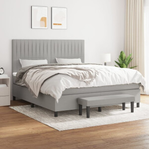 vidaXL Boxspring met matras stof lichtgrijs 160x200 cm