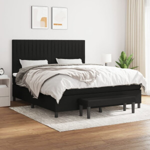 vidaXL Boxspring met matras stof zwart 160x200 cm
