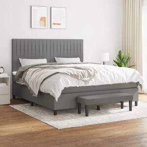 vidaXL Boxspring met matras stof donkergrijs 180x200 cm