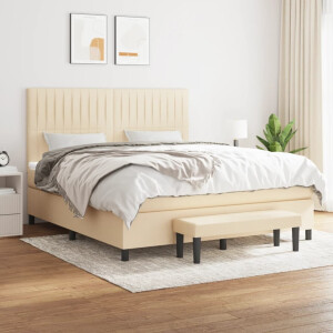 vidaXL Boxspring met matras stof crèmekleurig 180x200 cm