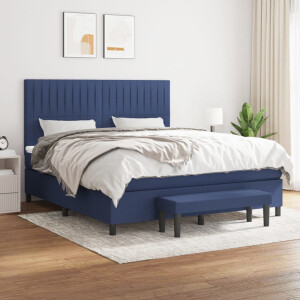 vidaXL Boxspring met matras stof blauw 180x200 cm