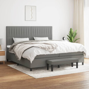 vidaXL Boxspring met matras stof donkergrijs 200x200 cm