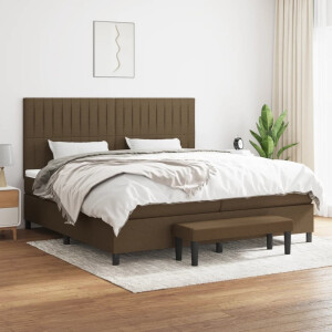vidaXL Boxspring met matras stof donkerbruin 200x200 cm