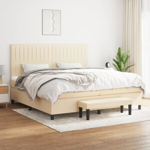 vidaXL Boxspring met matras stof crèmekleurig 200x200 cm