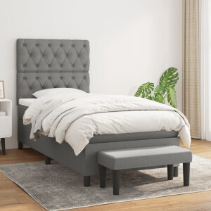 vidaXL Boxspring met matras stof donkergrijs 80x200 cm
