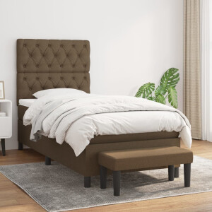 vidaXL Boxspring met matras stof donkerbruin 80x200 cm