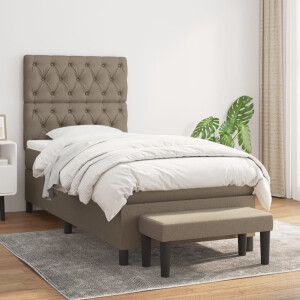 vidaXL Boxspring met matras stof taupe 80x200 cm