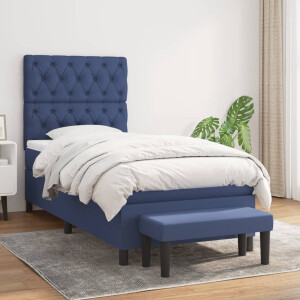 vidaXL Boxspring met matras stof blauw 80x200 cm