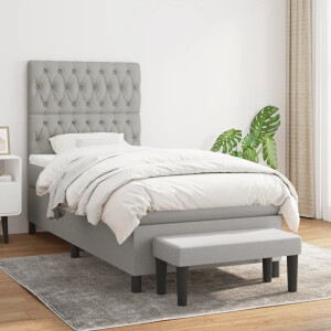 vidaXL Boxspring met matras stof lichtgrijs 90x190 cm