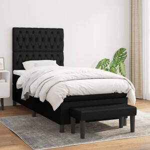 vidaXL Boxspring met matras stof zwart 100x200 cm