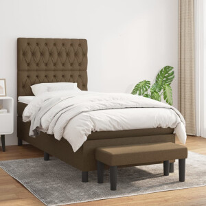 vidaXL Boxspring met matras stof donkerbruin 100x200 cm