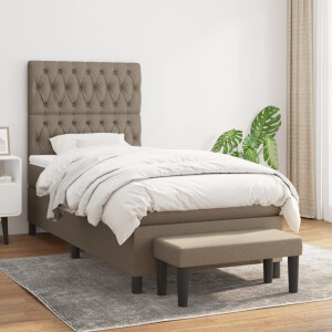 vidaXL Boxspring met matras stof taupe 100x200 cm