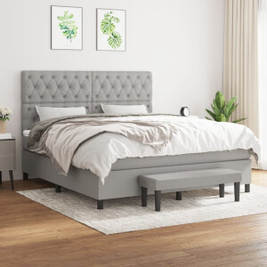 vidaXL Boxspring met matras stof lichtgrijs 160x200 cm