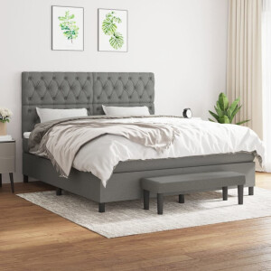 vidaXL Boxspring met matras stof donkergrijs 160x200 cm