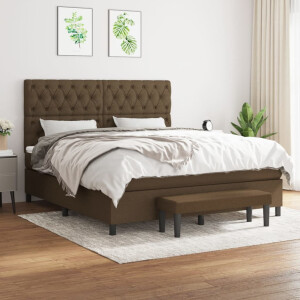 vidaXL Boxspring met matras stof donkerbruin 160x200 cm