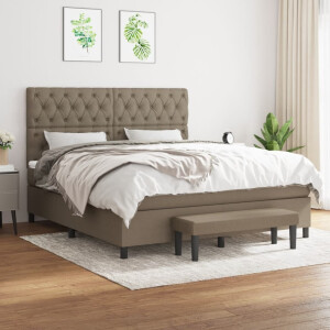 vidaXL Boxspring met matras stof taupe 160x200 cm