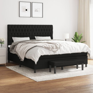 vidaXL Boxspring met matras stof zwart 180x200 cm