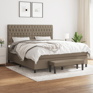 vidaXL Boxspring met matras stof taupe 180x200 cm