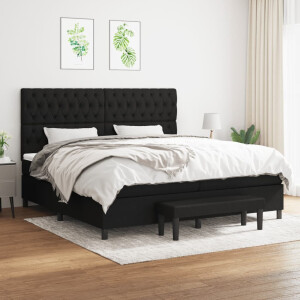 vidaXL Boxspring met matras stof zwart 200x200 cm