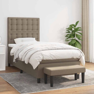vidaXL Boxspring met matras stof taupe 80x200 cm