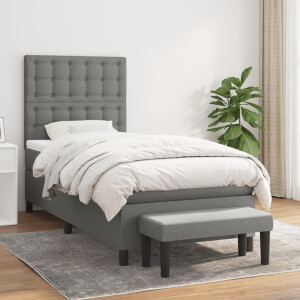 vidaXL Boxspring met matras stof donkergrijs 90x190 cm