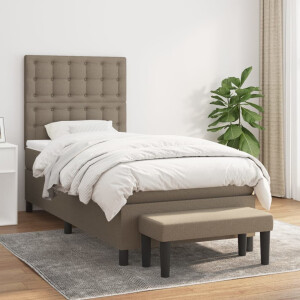 vidaXL Boxspring met matras stof taupe 90x190 cm