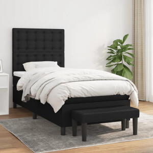 vidaXL Boxspring met matras stof zwart 90x200 cm