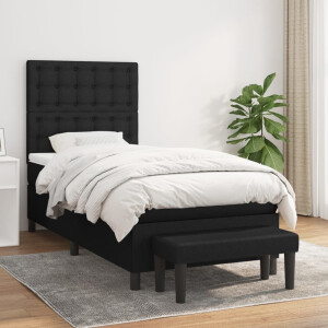 vidaXL Boxspring met matras stof zwart 100x200 cm