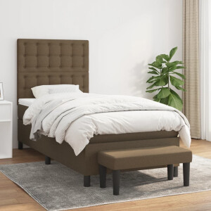 vidaXL Boxspring met matras stof donkerbruin 100x200 cm