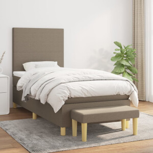 vidaXL Boxspring met matras stof taupe 80x200 cm