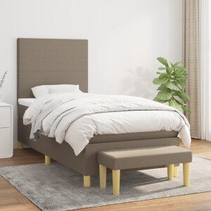 vidaXL Boxspring met matras stof taupe 90x200 cm