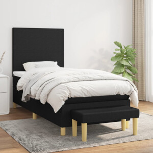 vidaXL Boxspring met matras stof zwart 100x200 cm