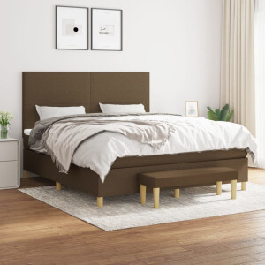 vidaXL Boxspring met matras stof donkerbruin 180x200 cm