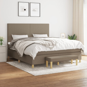 vidaXL Boxspring met matras stof taupe 180x200 cm