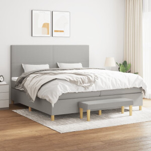 vidaXL Boxspring met matras stof lichtgrijs 200x200 cm