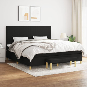 vidaXL Boxspring met matras stof zwart 200x200 cm
