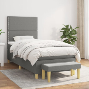 vidaXL Boxspring met matras stof donkergrijs 90x190 cm