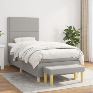 vidaXL Boxspring met matras stof lichtgrijs 100x200 cm