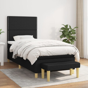 vidaXL Boxspring met matras stof zwart 100x200 cm