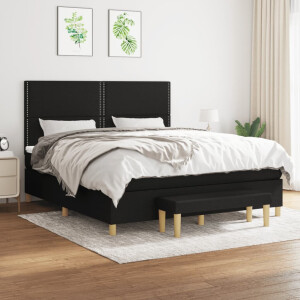 vidaXL Boxspring met matras stof zwart 160x200 cm